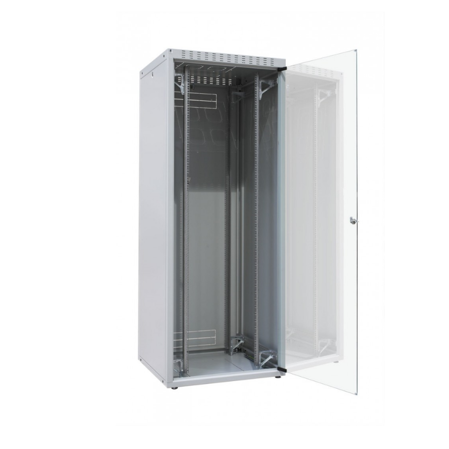 Шкаф напольный 19", ECO-LINE, 47U, 2211х600х600мм, стеклянная передняя дверь, стальная задняя панель, стальные боковые панели с одноточечными замками,